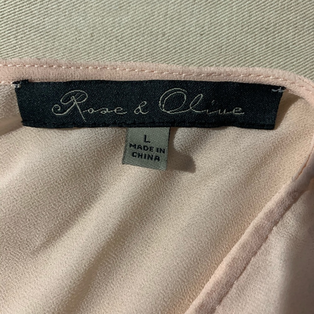 Rose & Olive Peach Sheer and Lace Tank Top